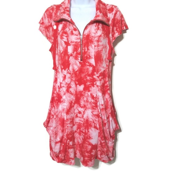 Kensie Dresses & Skirts - Kensie half zip tie dye sporty dress with pockets